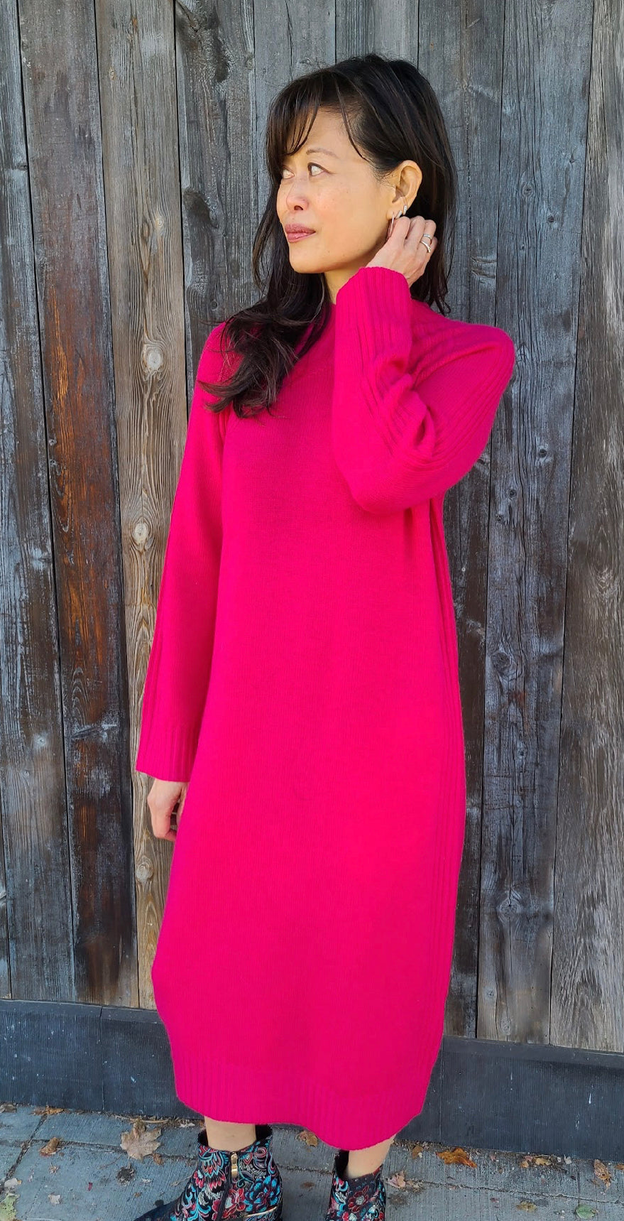 231114239 Magenta Sweater Dress