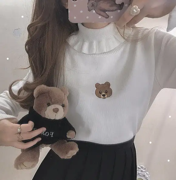 3 COLORS JAPANESE CUTE BEAR KNIT SWEATER BY21038