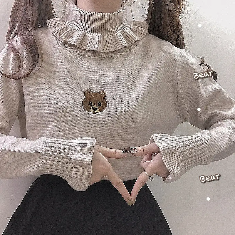 3 COLORS JAPANESE CUTE BEAR KNIT SWEATER BY21038