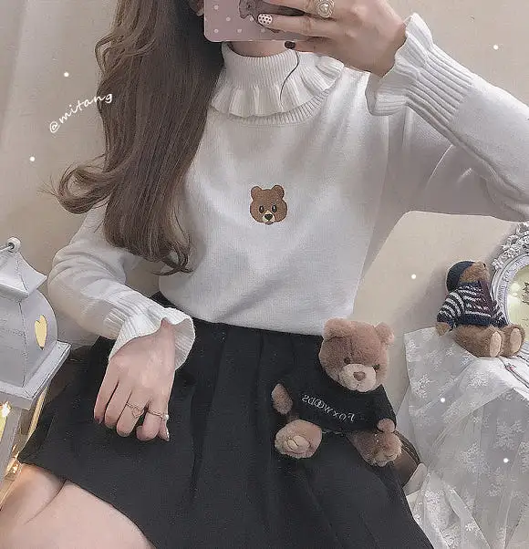 3 COLORS JAPANESE CUTE BEAR KNIT SWEATER BY21038