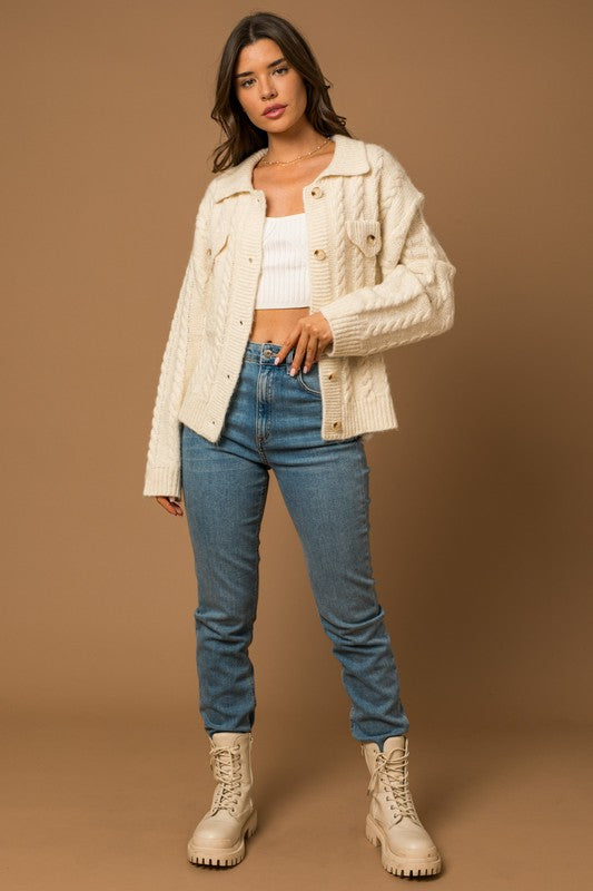 Abigail Cable Sweater Cardigan