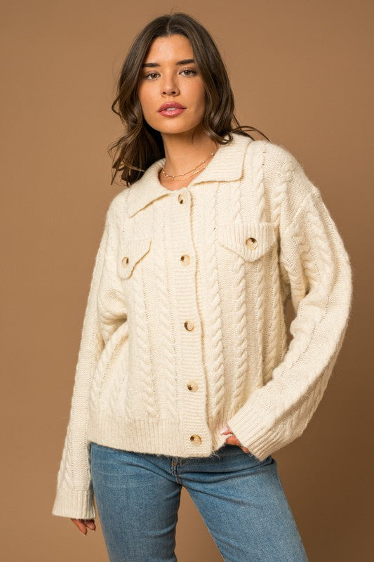 Abigail Cable Sweater Cardigan