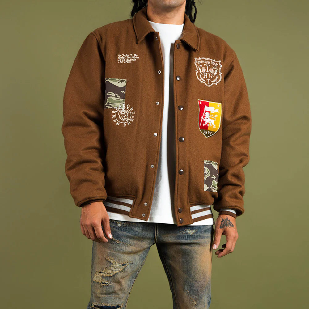 Above The Rest Varsity Jacket Brown