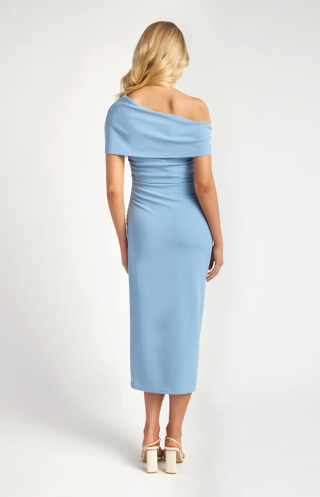 Asymmetric Bow Neckline Detail Midi Dress (SDR1671A)