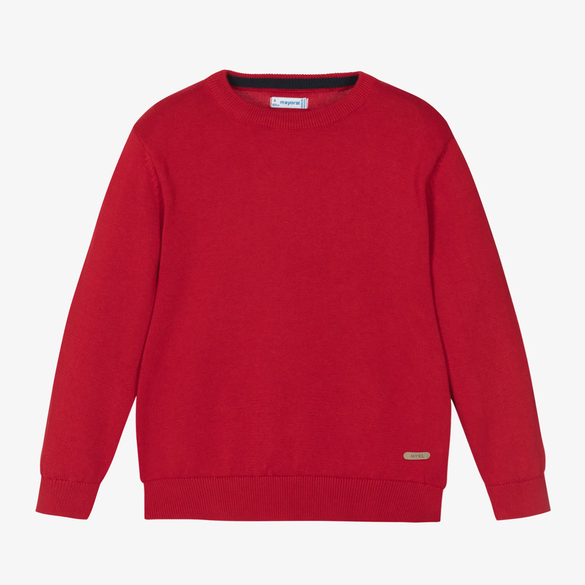 Boys Red Cotton Knit Sweater