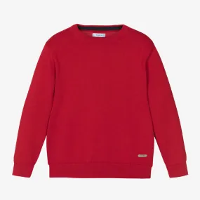 Boys Red Cotton Knit Sweater