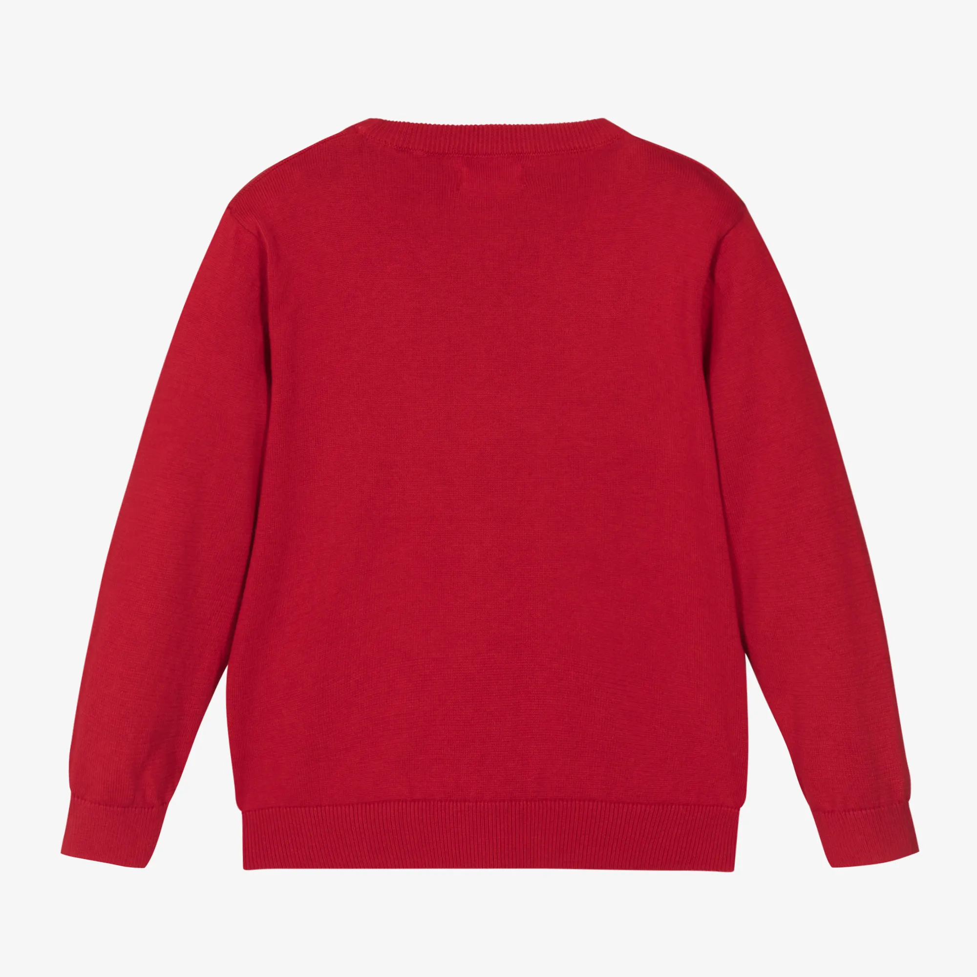 Boys Red Cotton Knit Sweater