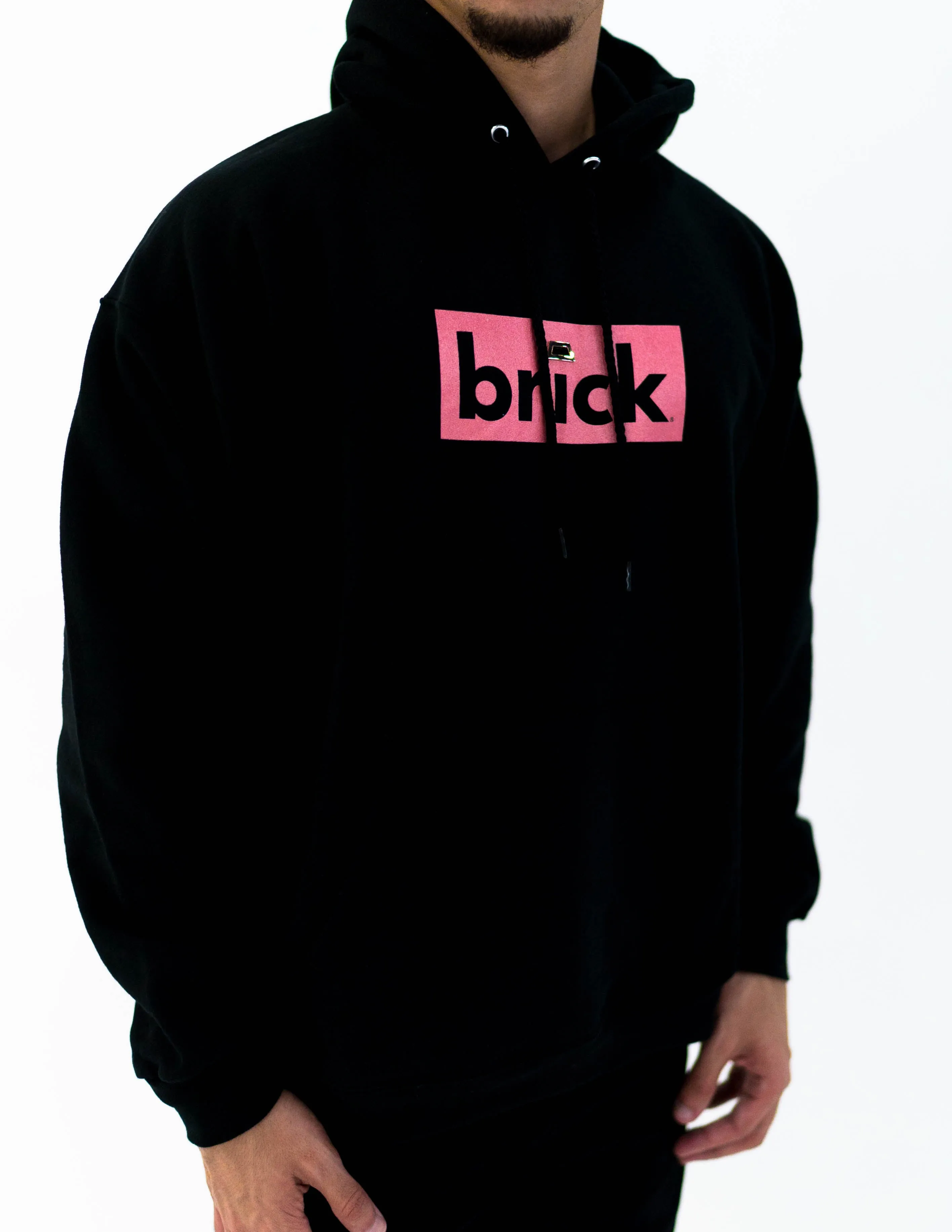 brick 14k gold bonded hoodie - black / rose gold