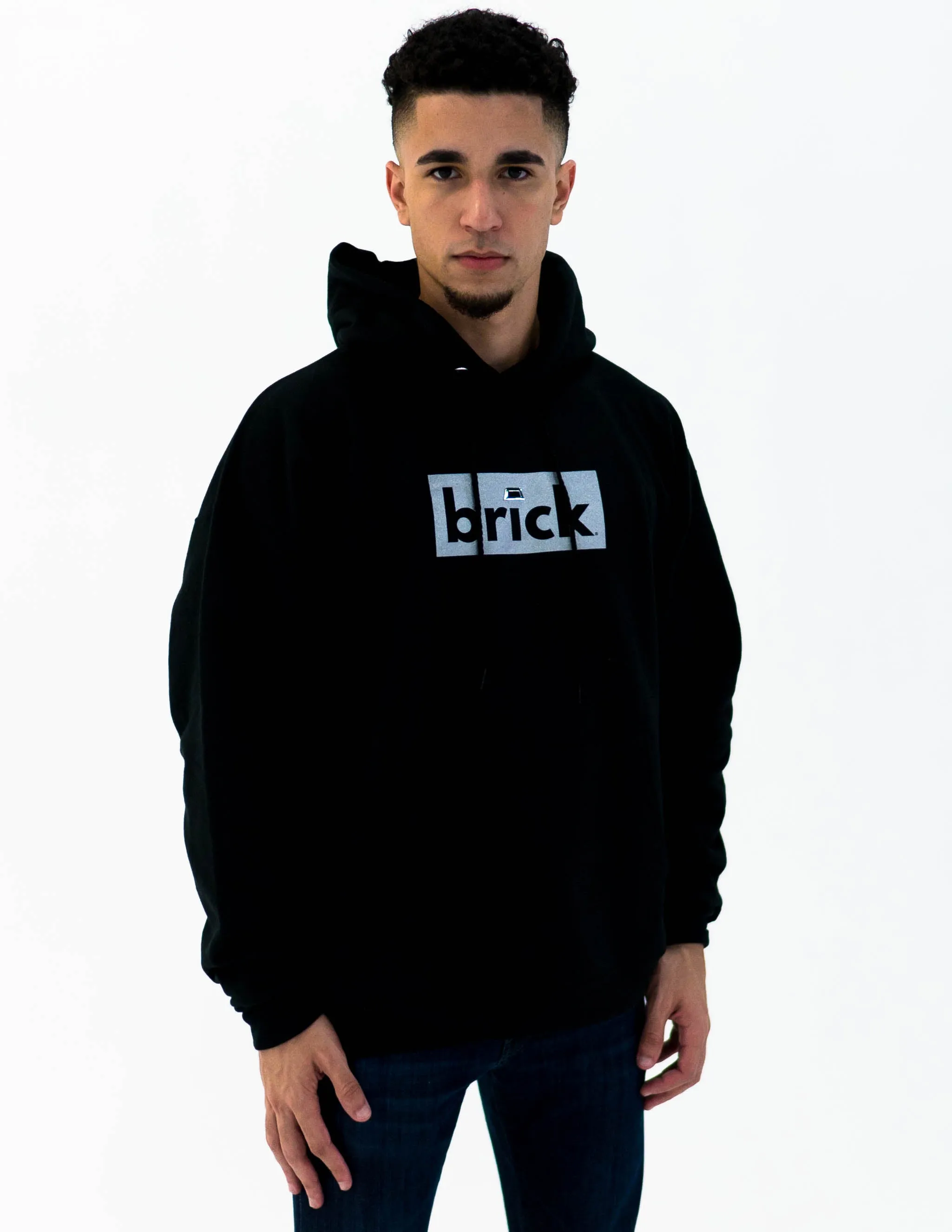 brick 14k gold bonded hoodie - black / white gold