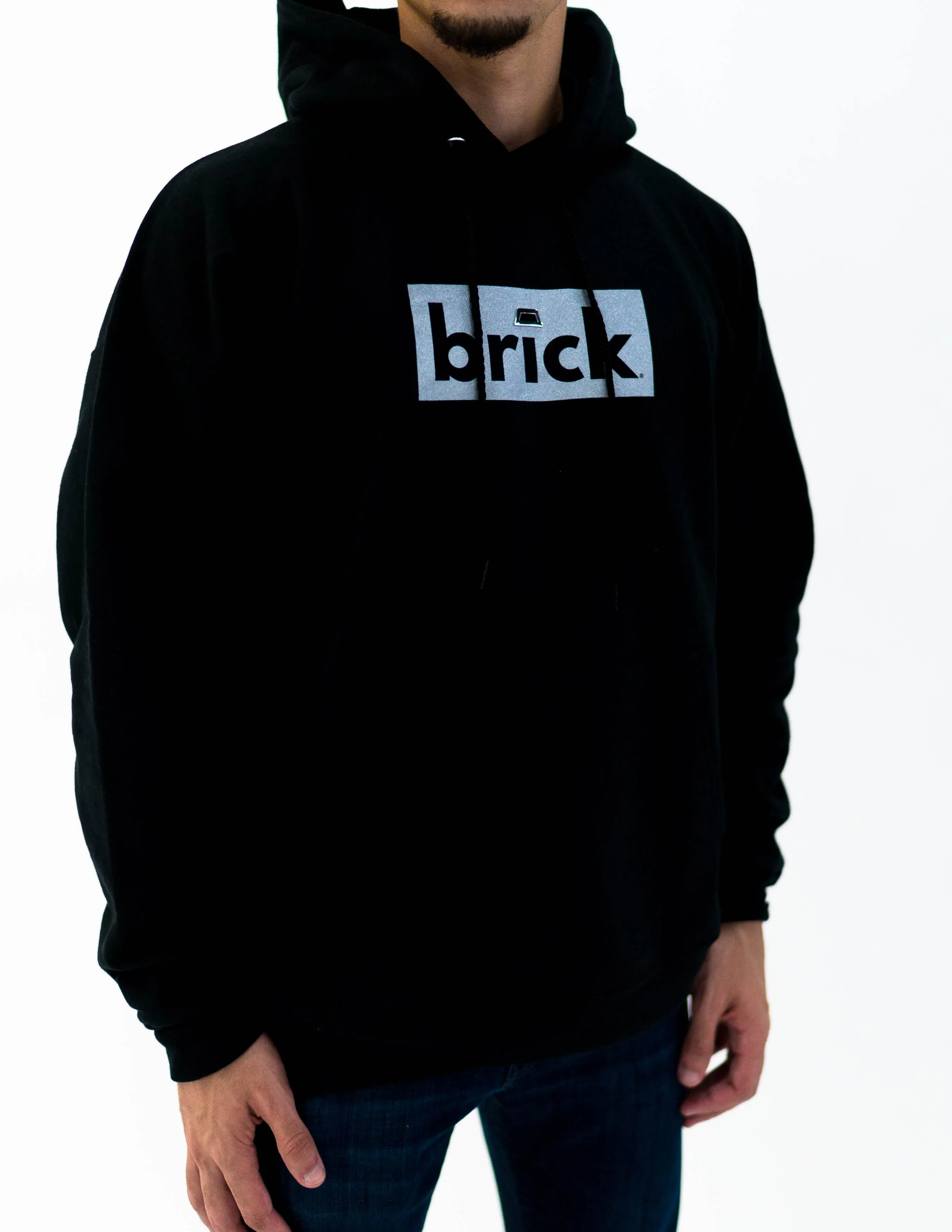 brick 14k gold bonded hoodie - black / white gold