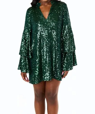 BuddyLove Gayle Long Sleeve Mini Dress In Jade