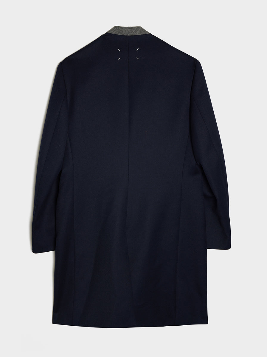 Contrast Collar Coat, Blue