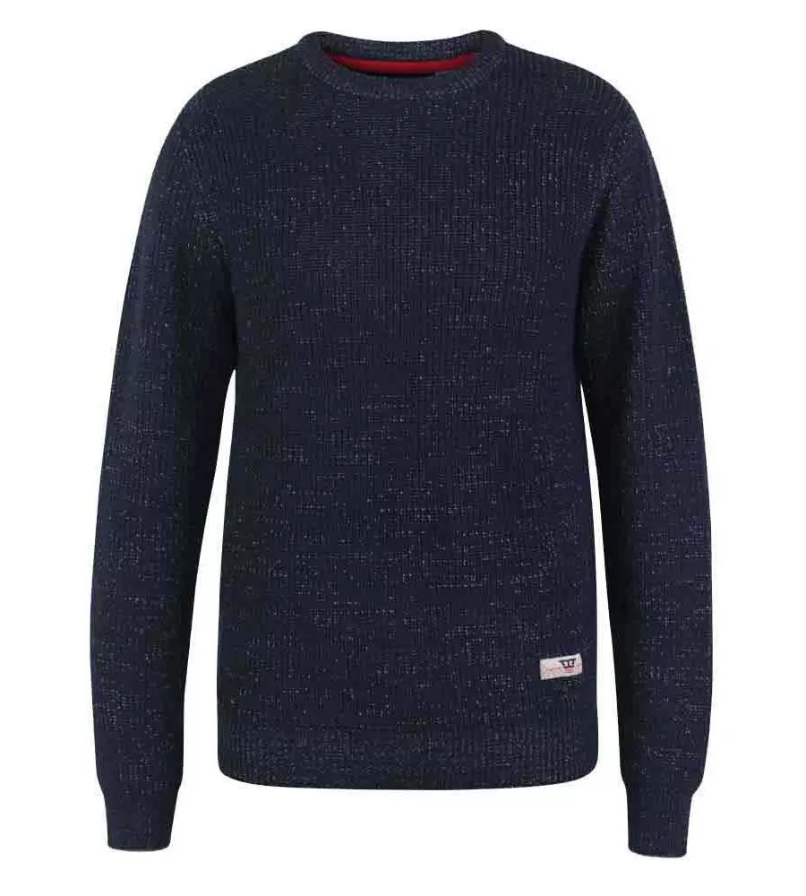 D555 Mens Rib Knit Jumper With Crew Neck (FLOWTON)