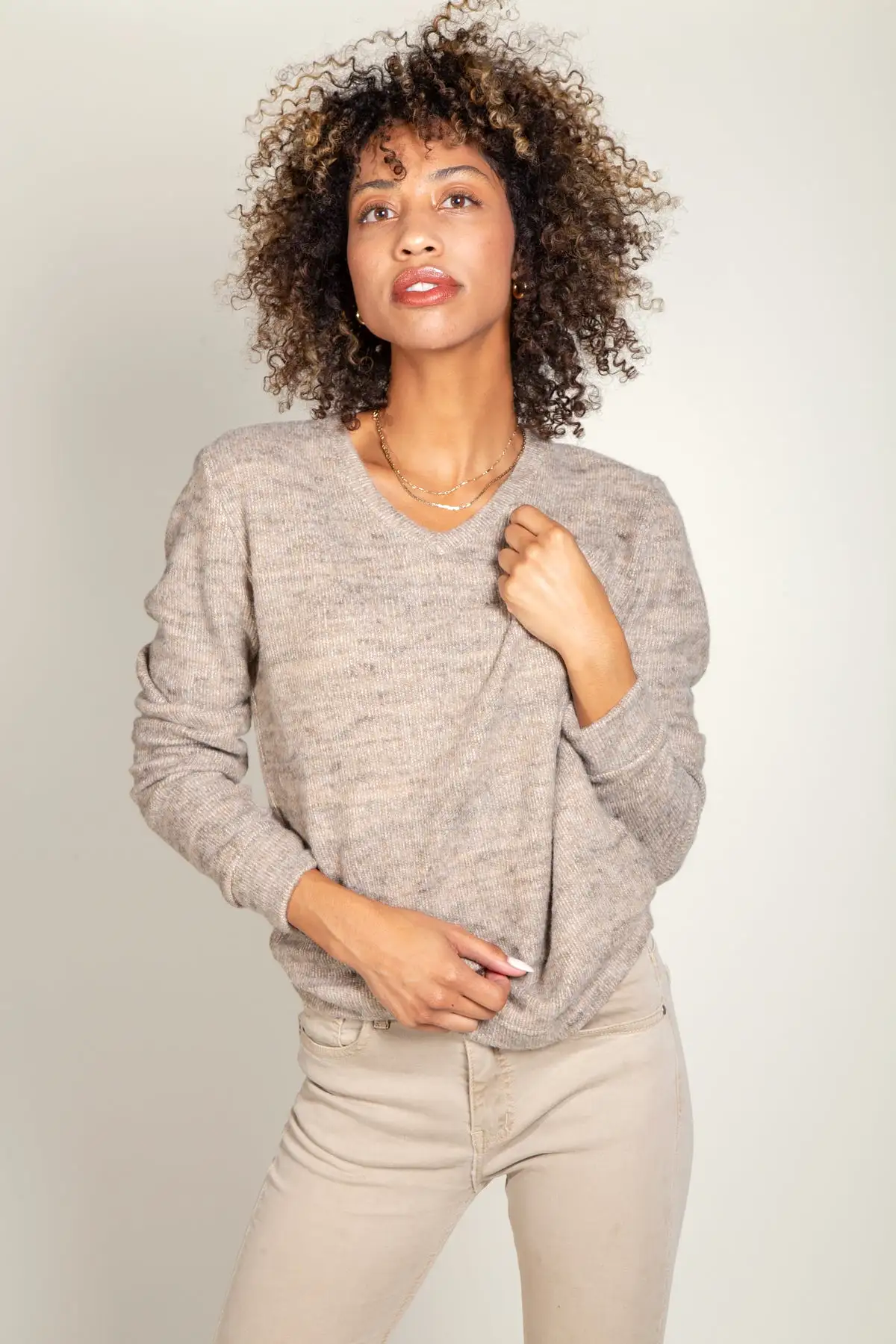 Danielle Soft Knit V-Neck Sweater