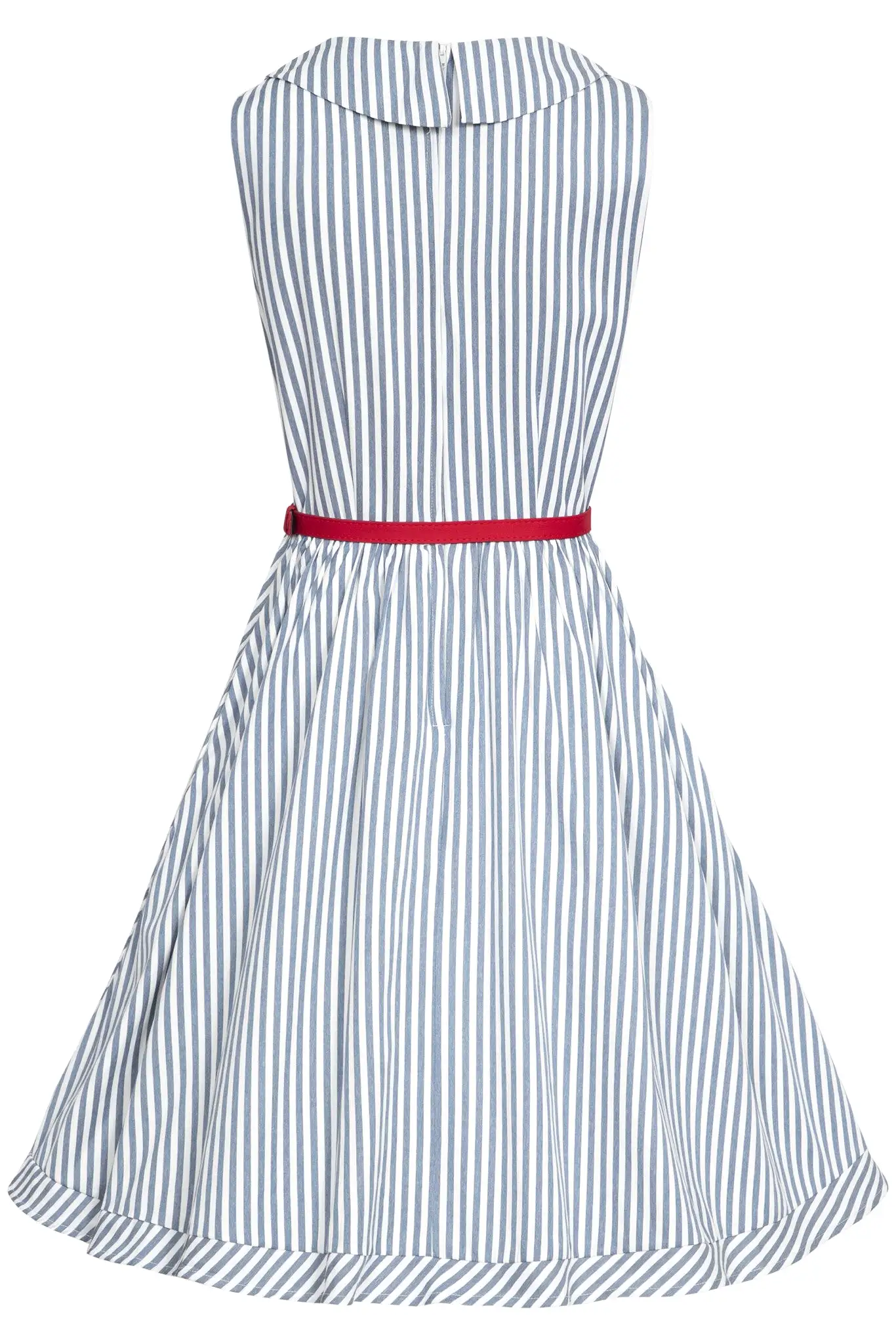 Dolly And Dotty 1950's Button Up Blue Striped Swing Dress