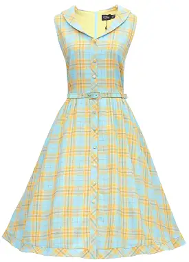 Dolly And Dotty 1950's Button Up Check Swing Dress