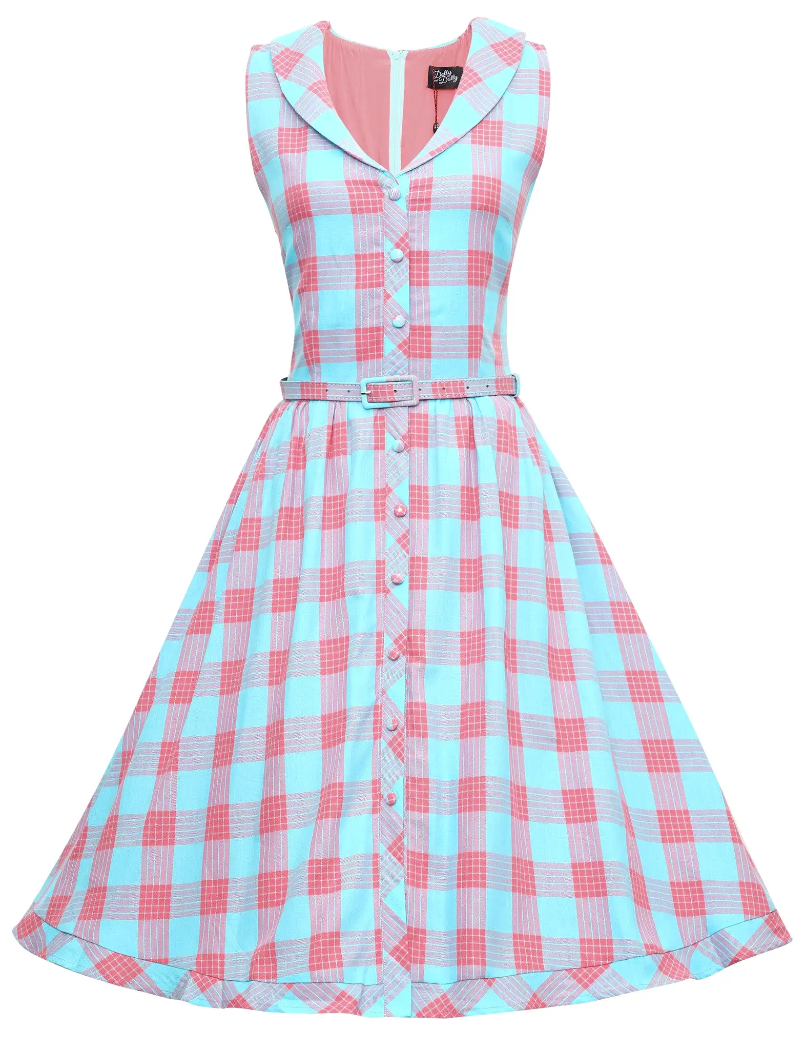 Dolly And Dotty 1950's Button Up Check Swing Dress