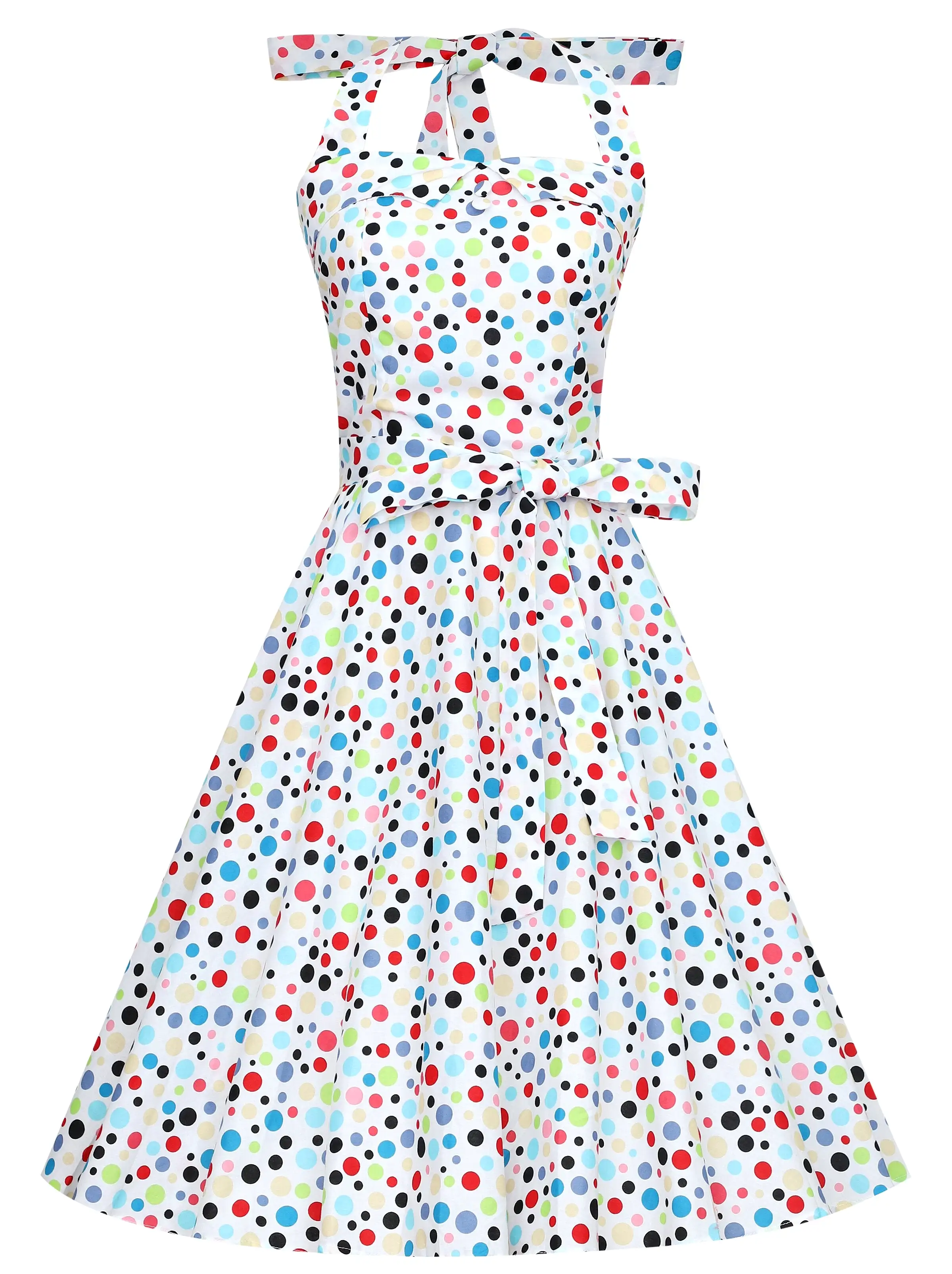 Dolly And Dotty 1950's Rockabilly White Halter Neck Dress