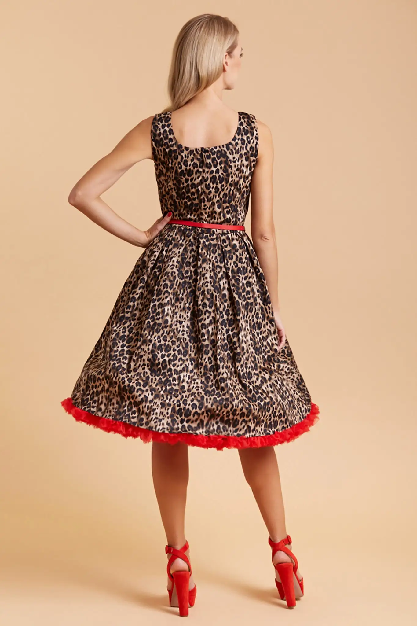 Dolly And Dotty Vintage Inspired Leopard Print Swing Dress