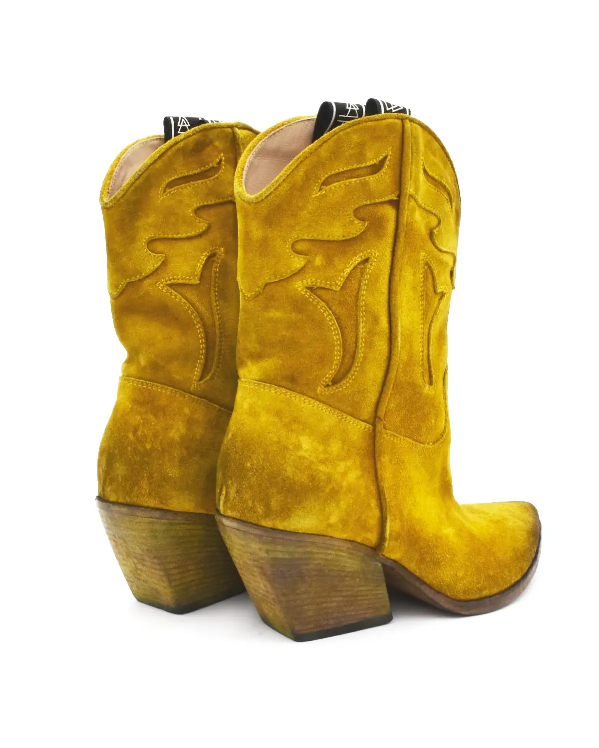 Elena Iachi Citron Yellow Dip-Dyed Suede Western Boot