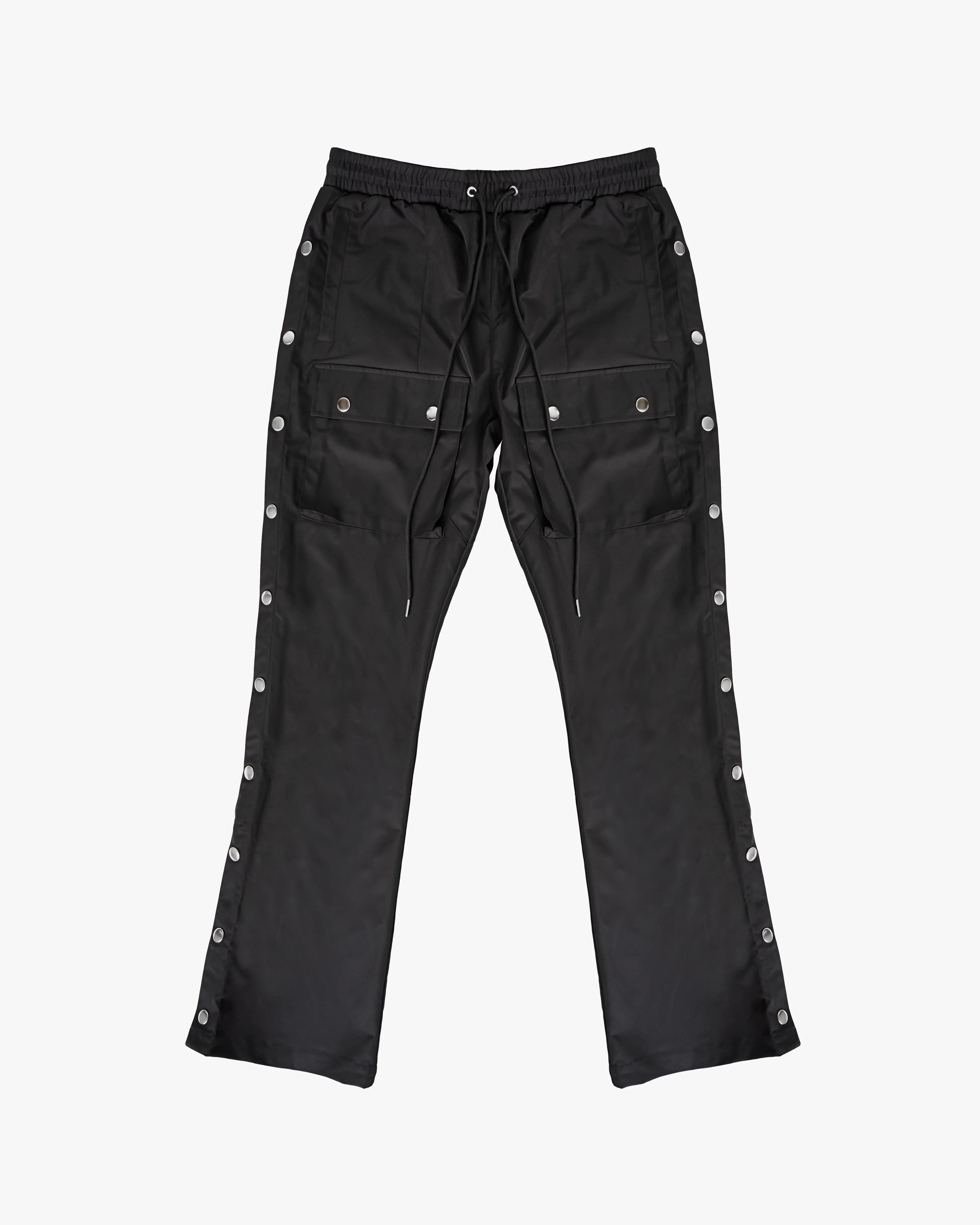 EPTM SNAP CARGO FLARED PANTS-BLACK