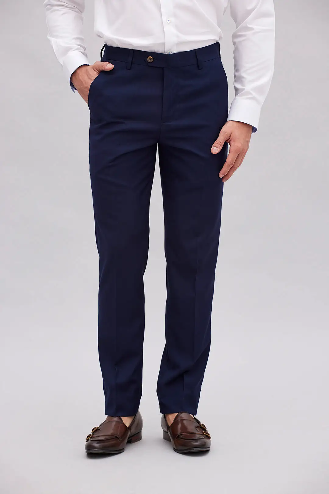 Fumiya Navy Textured Suit Pants