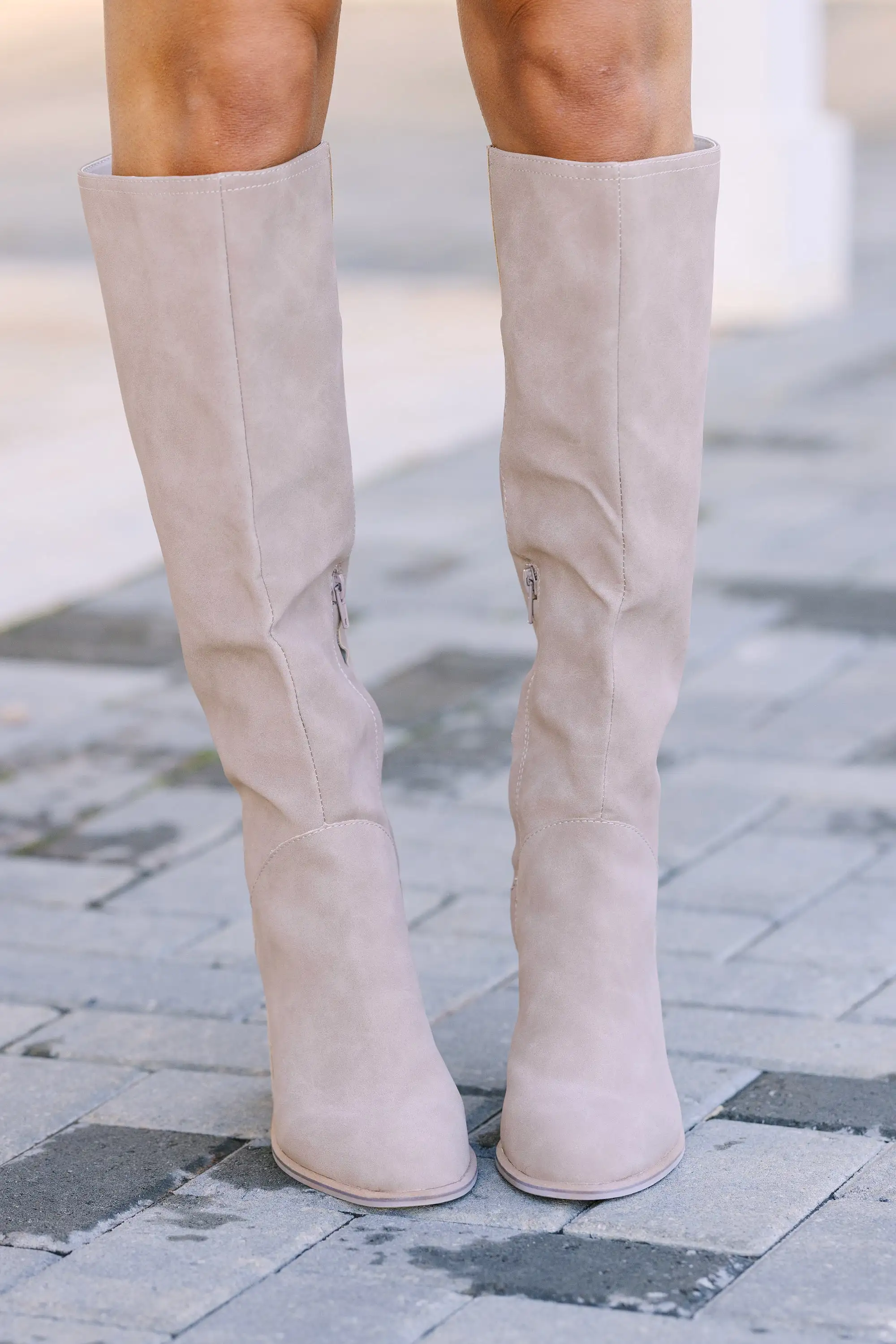 Get In Line Taupe Boots