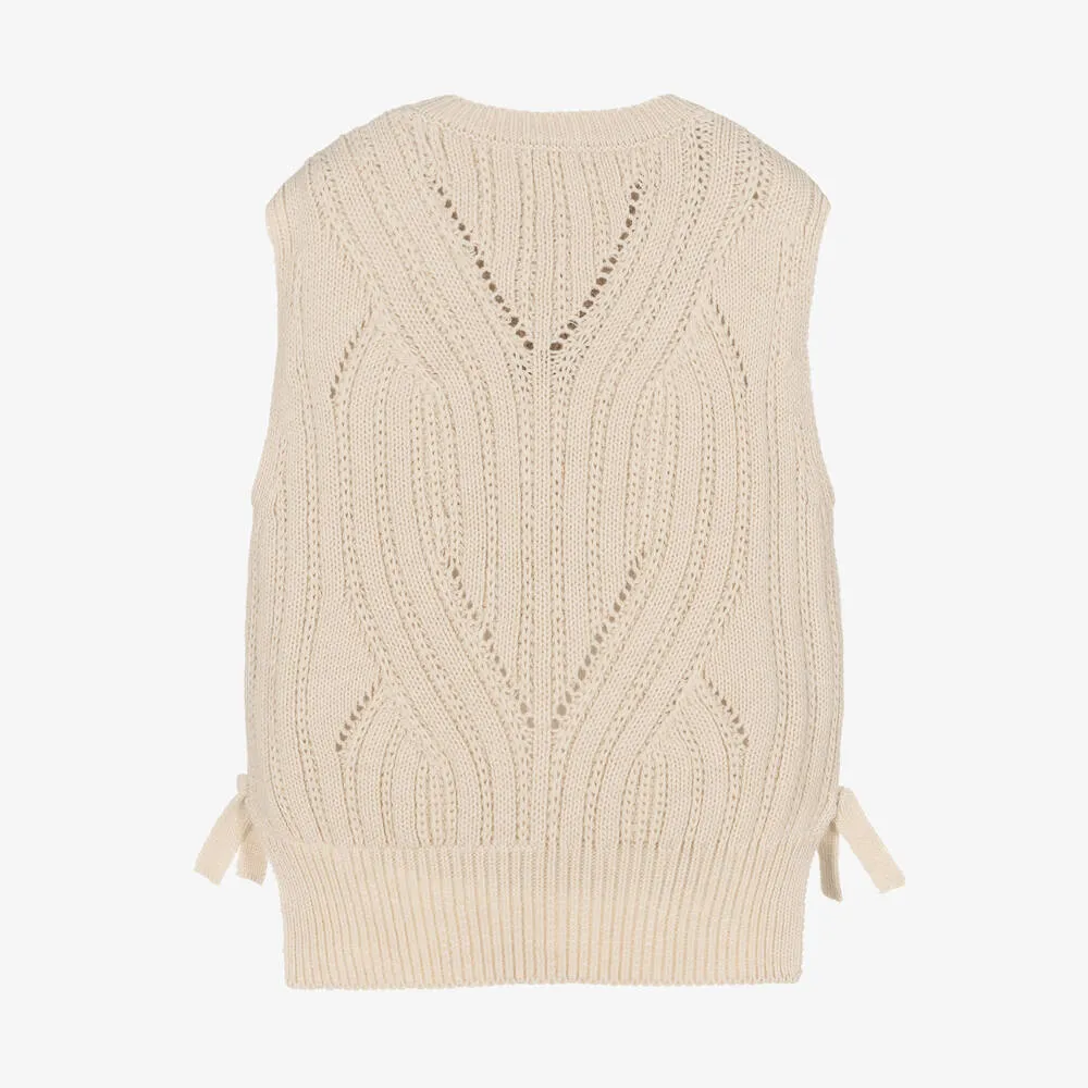 Girls Beige Sweater Vest