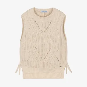 Girls Beige Sweater Vest