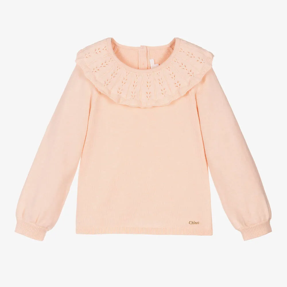 Girls Pink Cotton Knit Sweater