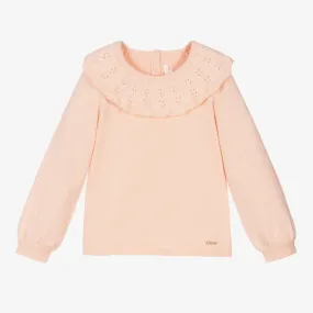 Girls Pink Cotton Knit Sweater