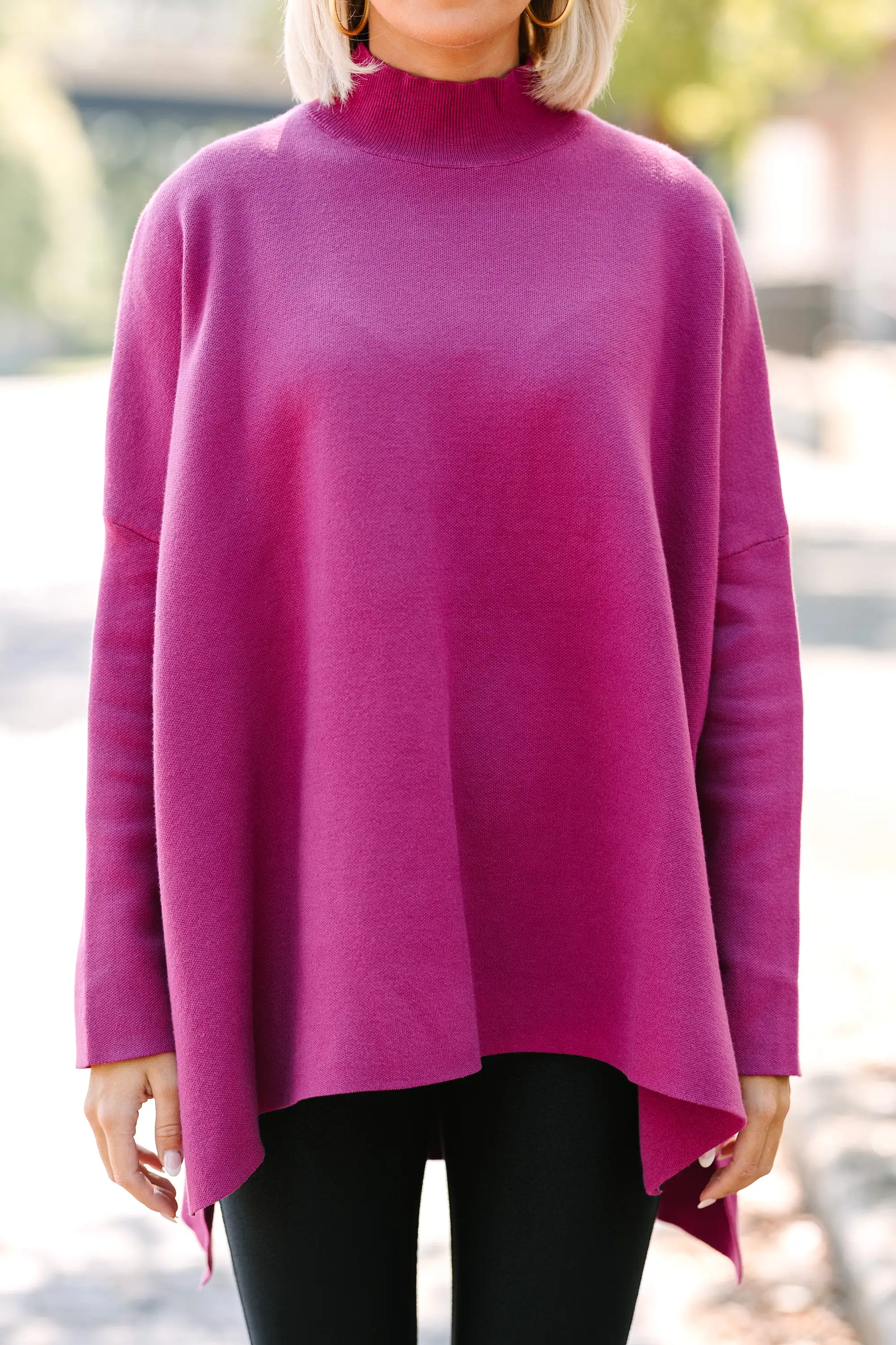 Going With You Magenta Purple Mock Neck Sweater