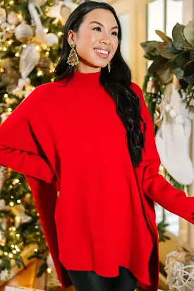 Going With You Red Mock Neck Sweater