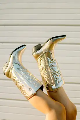 Gold Metallic Cowgirl Boots