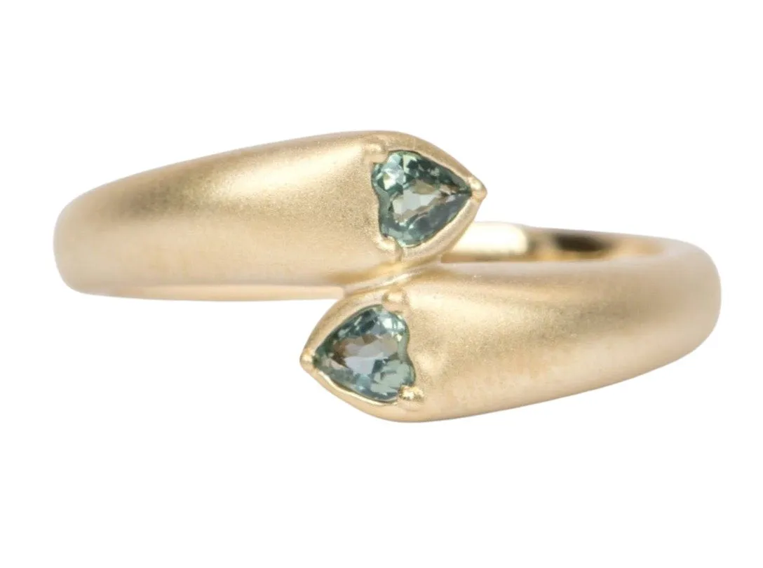 Heart-Shaped Teal Sapphire 14K Gold Puffy Dome Ring R6426