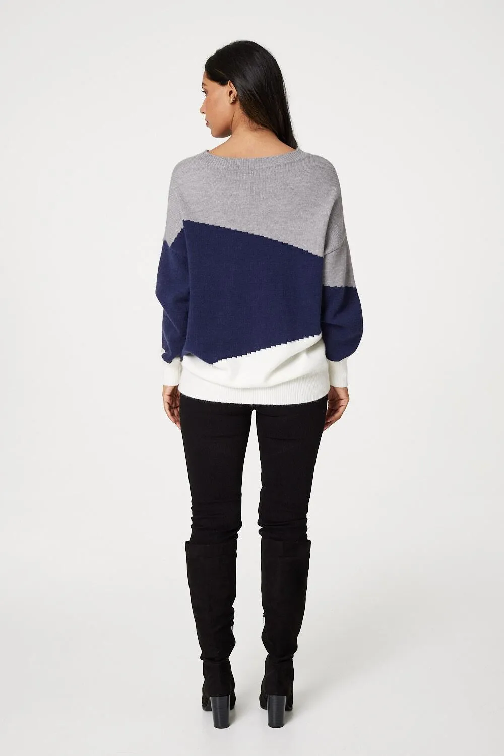 Izabel London - Colour Block Relaxed Knit Sweater