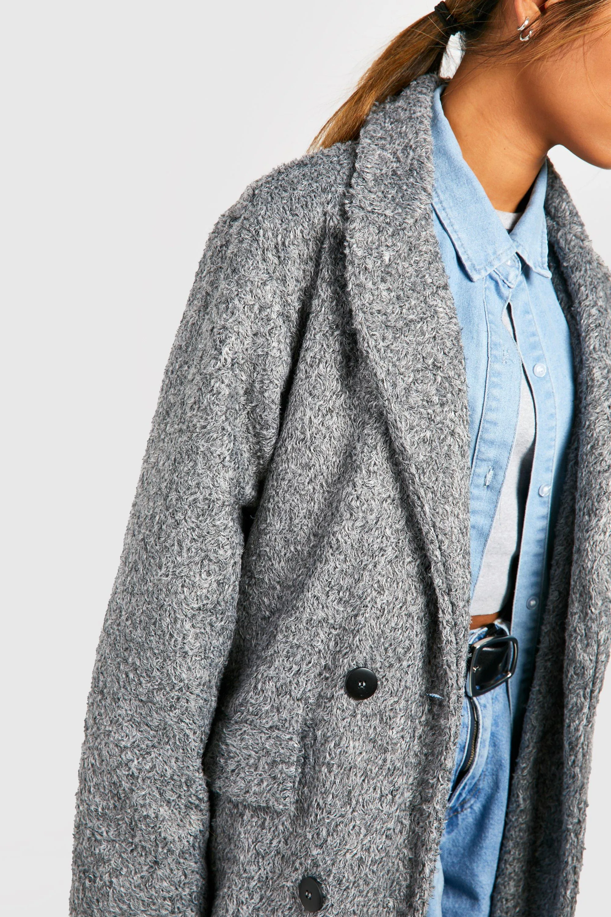 Jackets & Coats | Textured Double Breasted Coat | boohoo