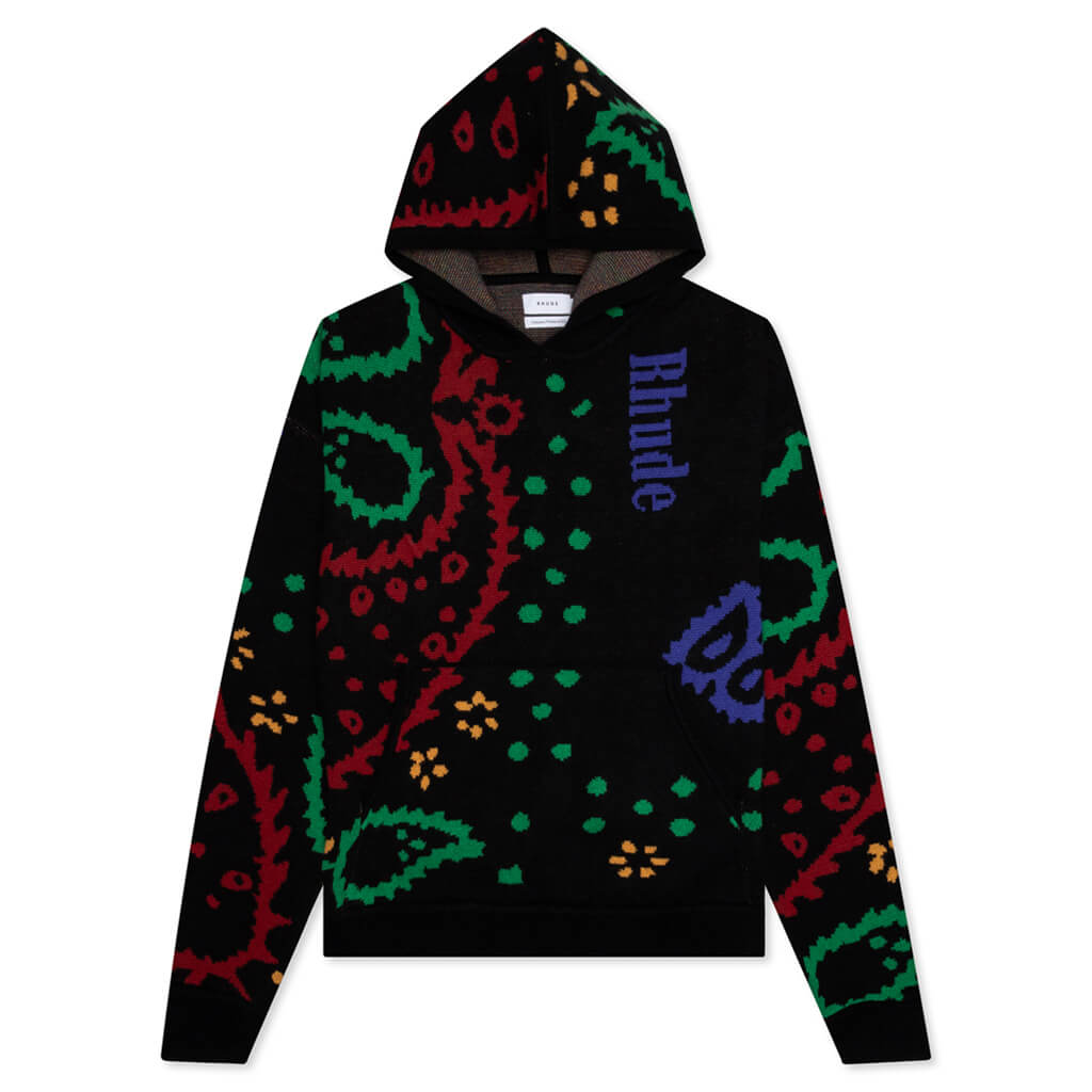 Knit Hoodie - Black/Red