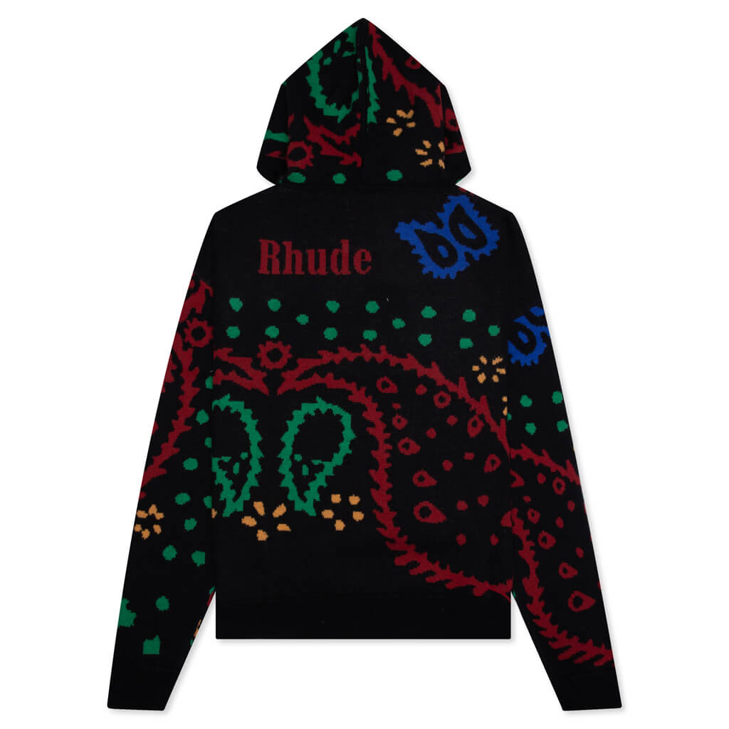 Knit Hoodie - Black/Red