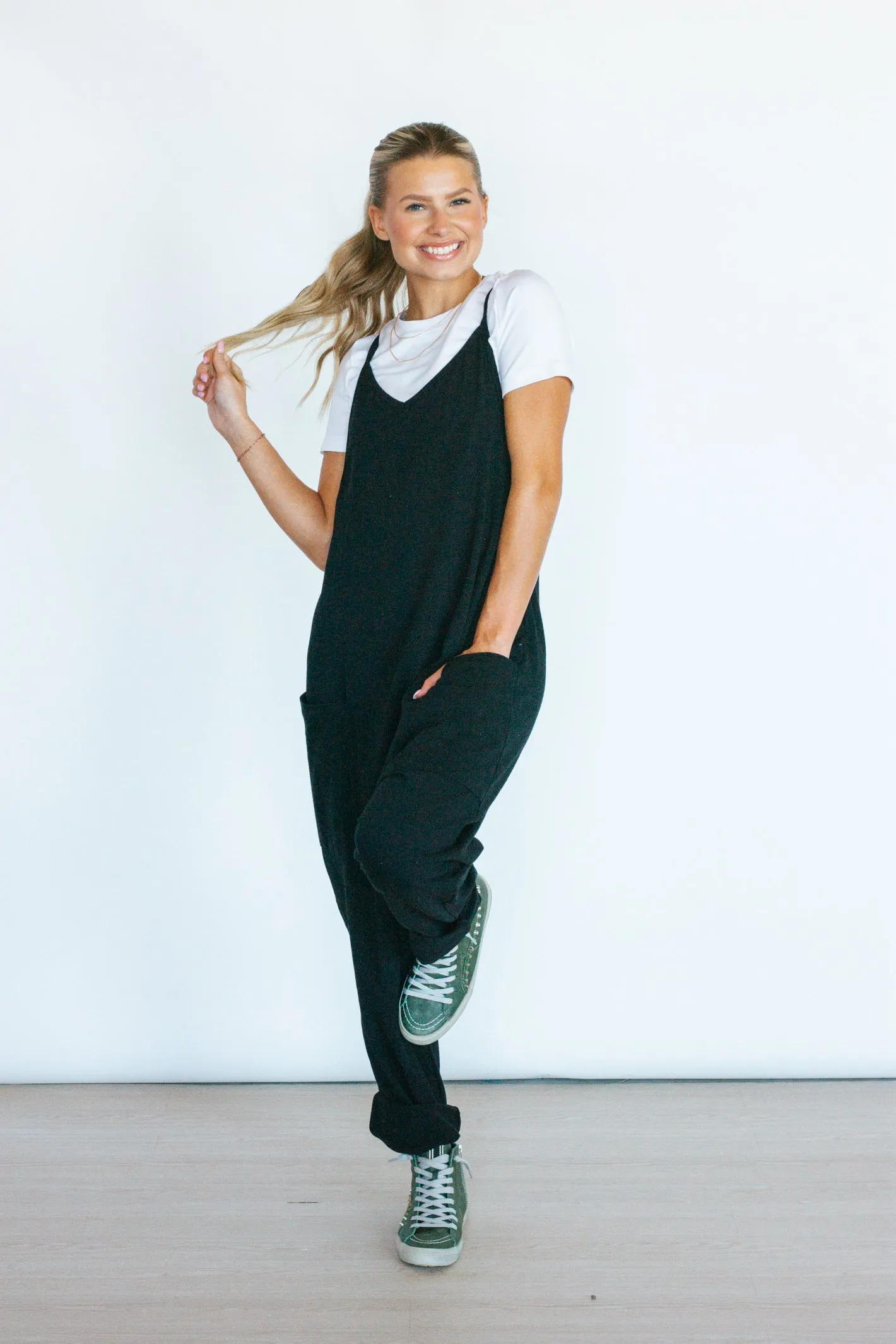 Laid-Back Lifestyle Black Drop Crotch Jumpsuit