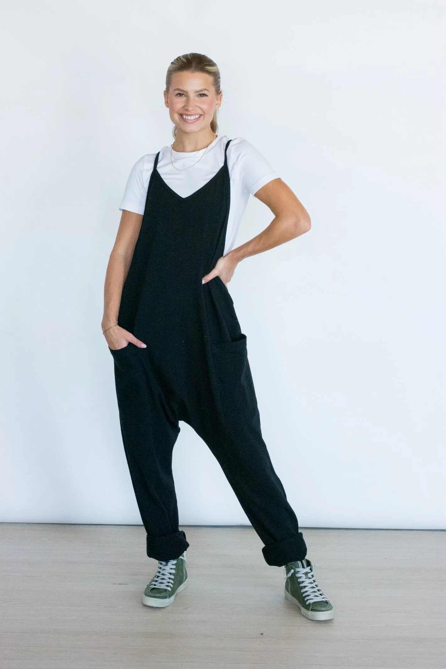 Laid-Back Lifestyle Black Drop Crotch Jumpsuit