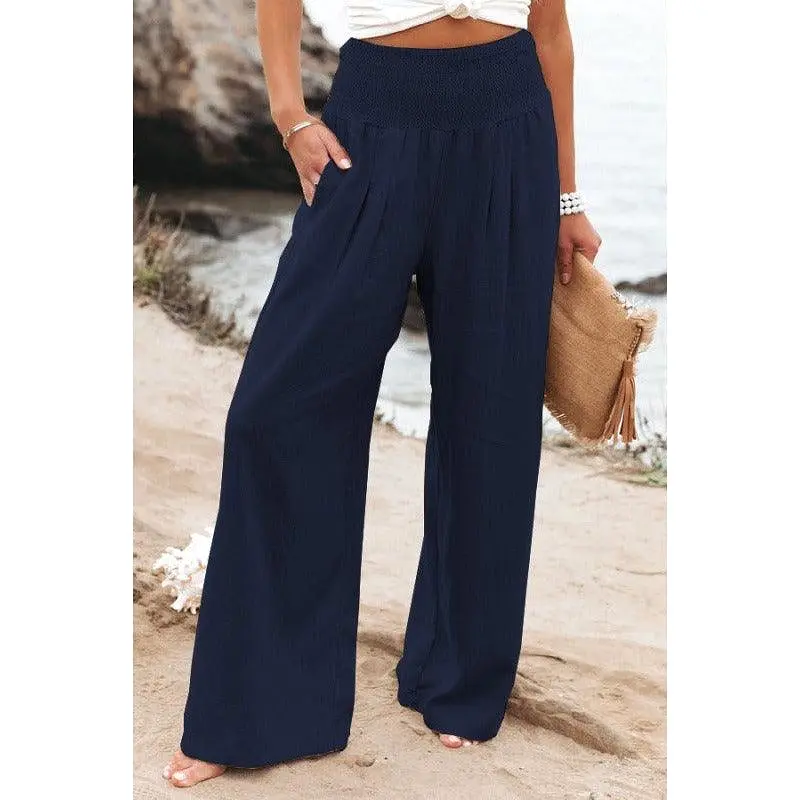 Leisure Wide Leg Cotton and Hemp Loose Pants