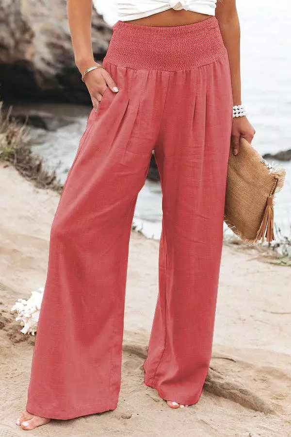 Leisure Wide Leg Cotton and Hemp Loose Pants