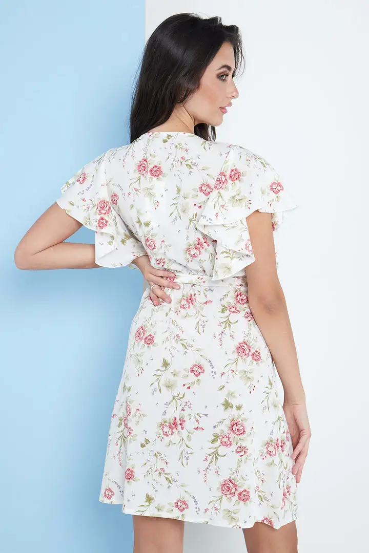 Lilura London Angel Sleeves Wrap Dress In Floral Print