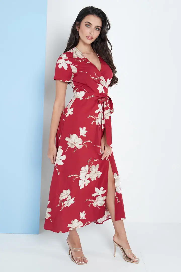 Lilura London Wrap Front Maxi Dress In Floral Print