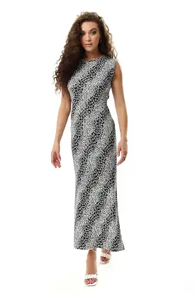 Liquorish Black White Floral Jersey Maxi Dress