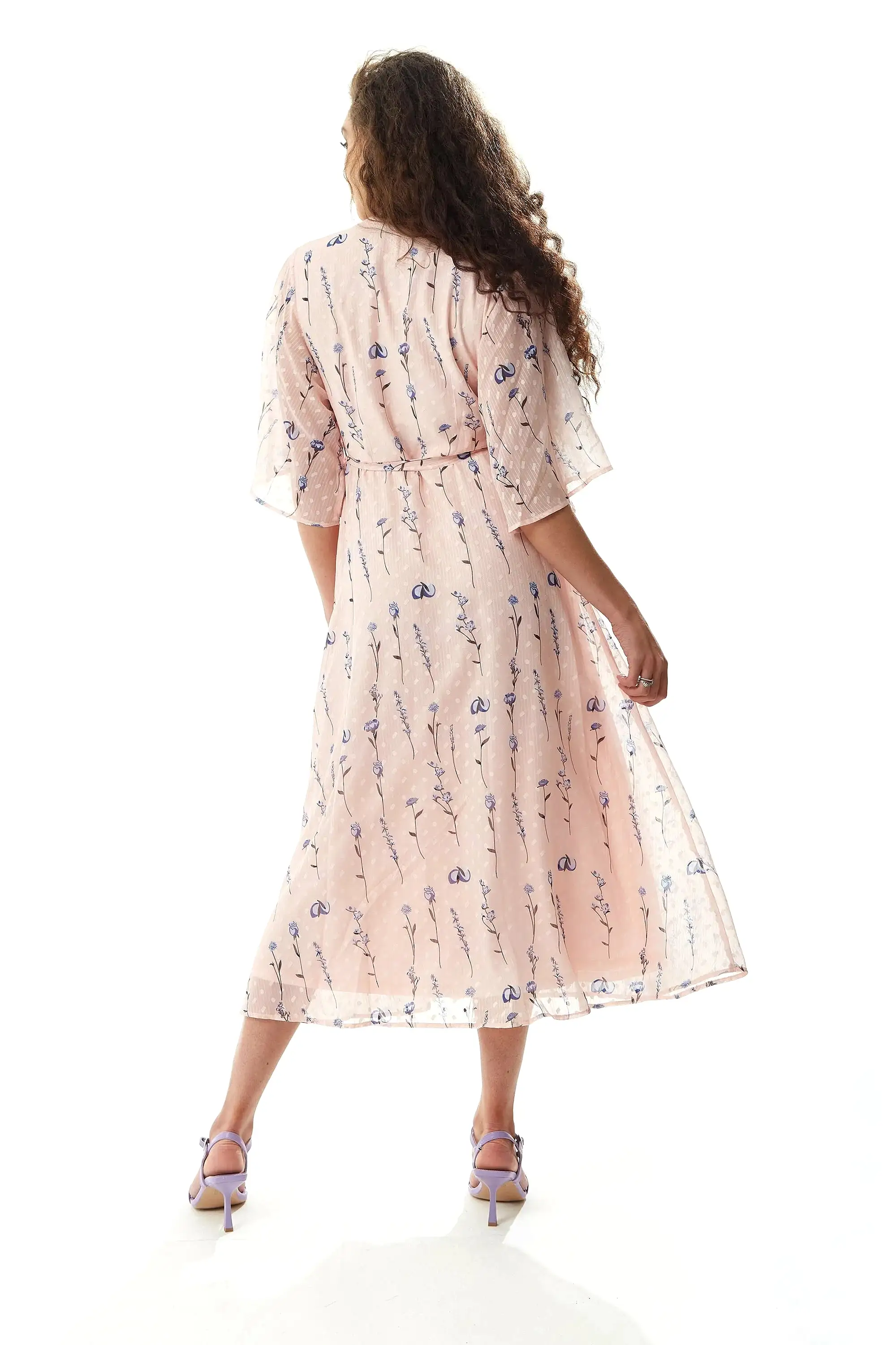 Liquorish Floral Print Midi Wrap Dress