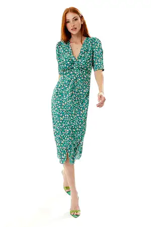 Liquorish Stroke Print Knot Front Dress