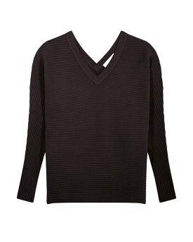 Lison Double V-Neck Sweater (Black)