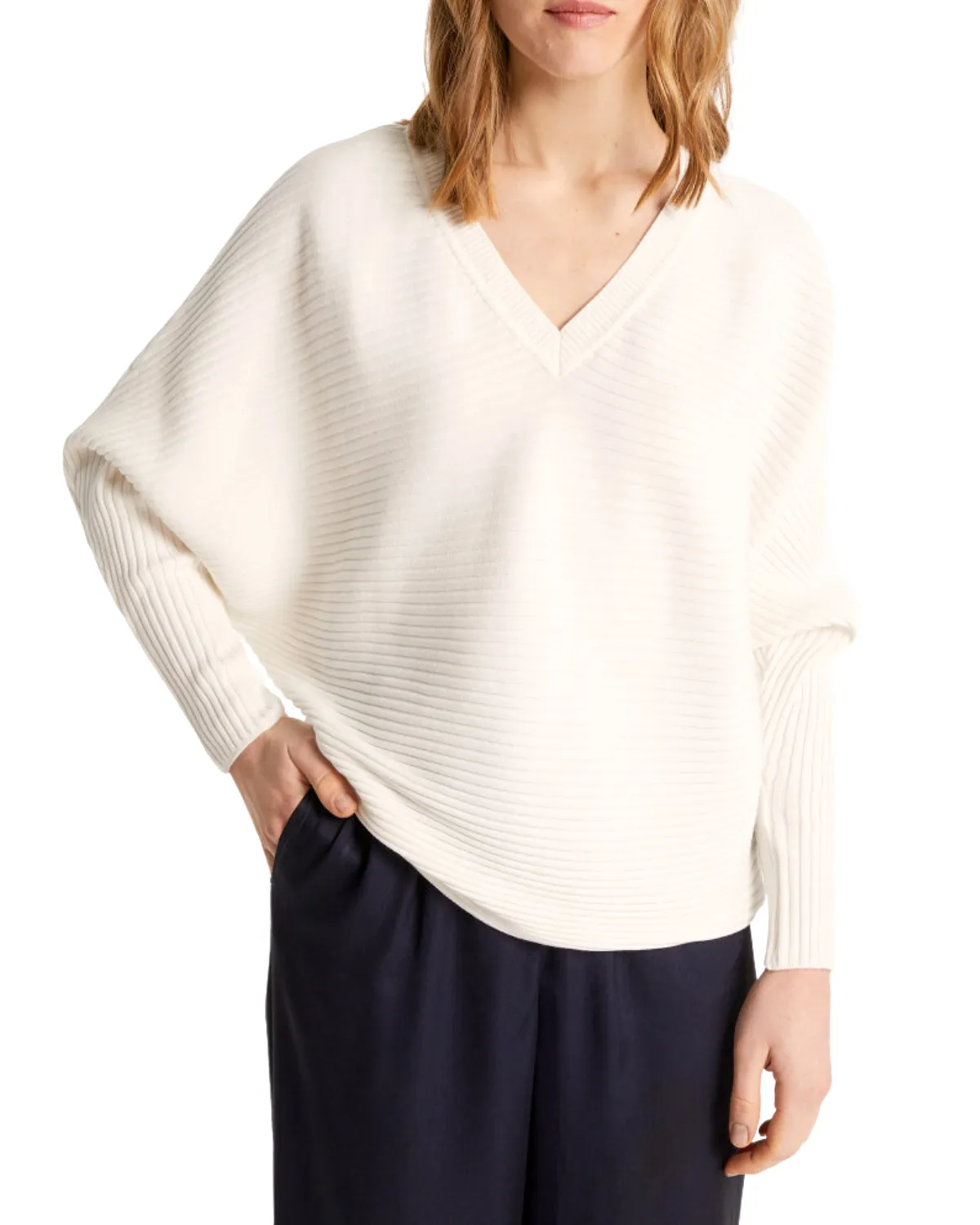 Lison Double V-Neck Sweater (Ecru)